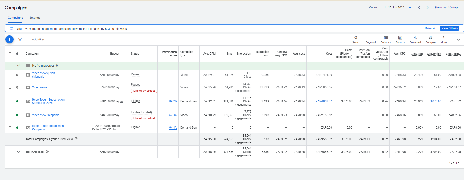 Hyper Tough: Google Ads Campaigns: June 2026